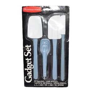 Vtg Rubbermaid Blue Gadget Set Kitchen Measuring Spoons Spatulas Sealed retro